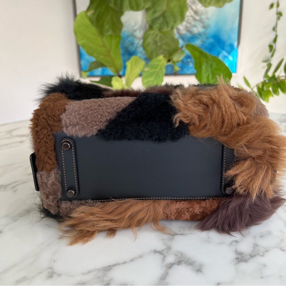 NWOT COACH Rogue 25 With Patchwork Shearling Fur Dark Multi Black Brown CM570 - Picture 6 of 16